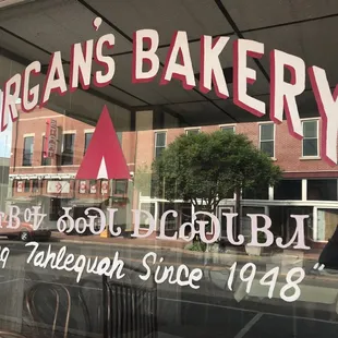 a sign in the window