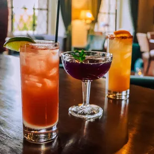 Three of the most popular cocktails in the bar: the 1894, the Little Castle, and El Campanile