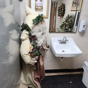 santa in the bathroom