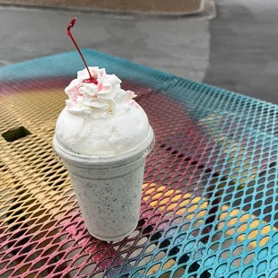 Mint chocolate chip milkshake