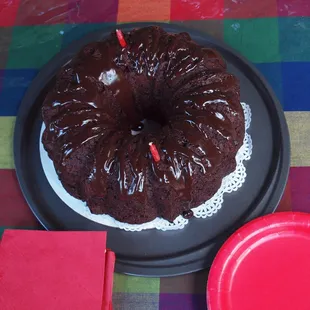 Triple Chocolate Cake: this time served with ice cream and transformed into a birthday cake.