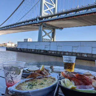 French onion dip, oysters, shrimp cocktail nd steak tartare