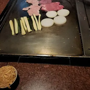 Shrimp is part of the appetizers but the rest proteins are for the main course