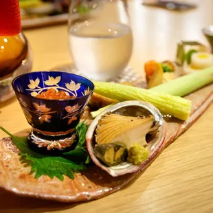 A variety of things, abalone and ikura up front