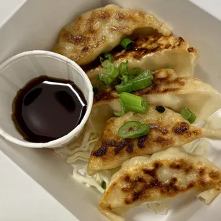 GYOZA
 Pork Dumplings pan fried to perfection, served with citrus soy dipping sauce on the side