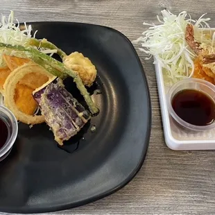 Vegetable tempura and shrimp tempura. So light and crispy