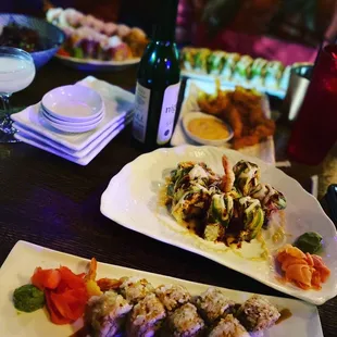 a variety of sushi on a table