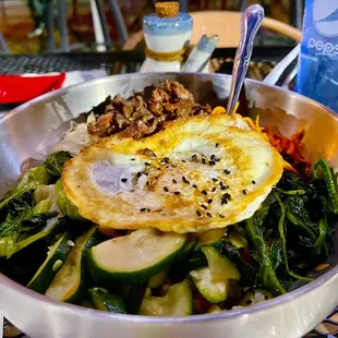 Bibimbap Dinner,  served with fresh sweet chili sauce,  it was a lot of food, and really good!