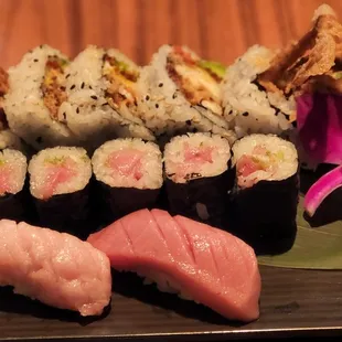 Negitoro chutoro otoro soft shell crab roll