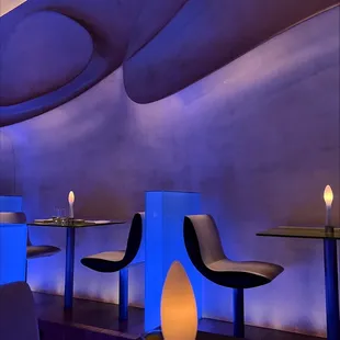 the interior of a modern restaurant