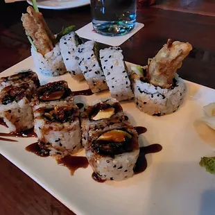 2 sushi rolls. I must say the rice was too wet for me, but other than that, it was good.
