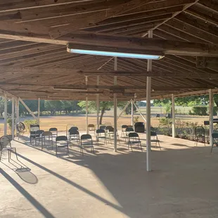 Enjoying the outdoors under the pavilion