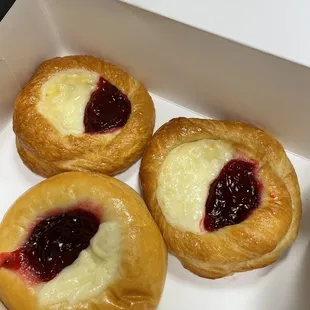  three pastries in a box