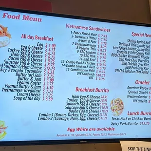 menu