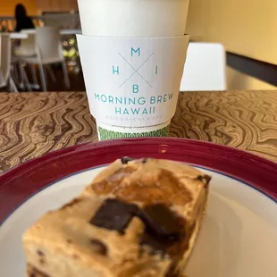 a piece of cake and a cup of coffee