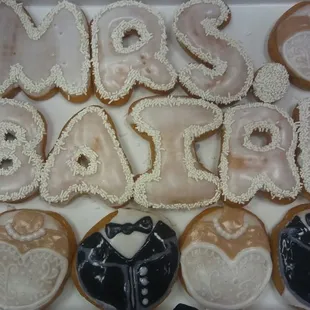 a box of wedding donuts