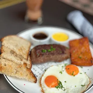 Steak and eggs