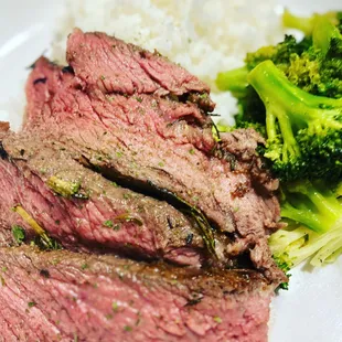 Steak, Jasmine Rice and Fried Broccoli