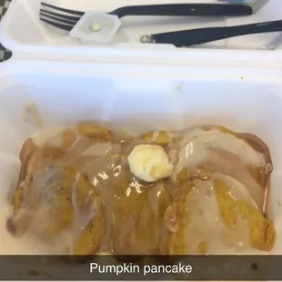 Pumpkin medallion pancake is yummy and thanks chef Stephanie