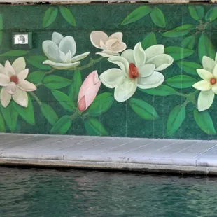 Morning Magnolias by Barbara Stahl (2011) beneath the Ohio St overpass along the canal