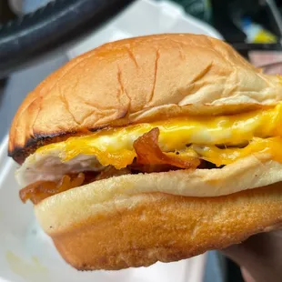 Bacon, egg and cheese breakfast sandwich