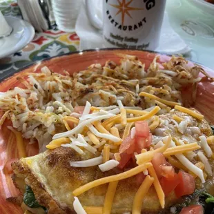 Veggie omelette with hash browns