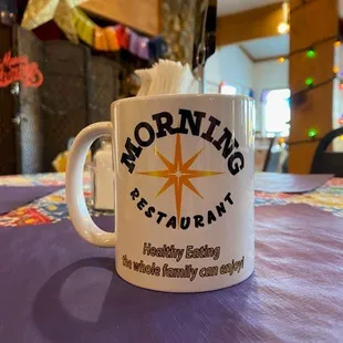 a coffee mug on a table
