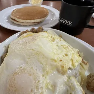 Morning toast skillet w/ pancakes