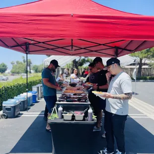 Outdoor buffet set up.
