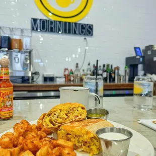 Breakfast Burrito and Diced Potatoes