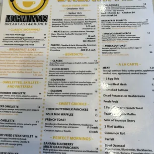 Breakfast menu