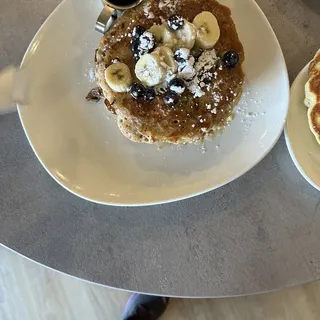 Banana Blueberry Multi-Grain Pancakes