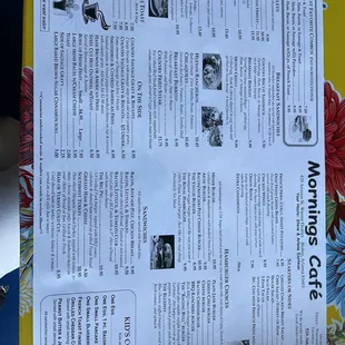 Menu placemat- just like my childhood experience!