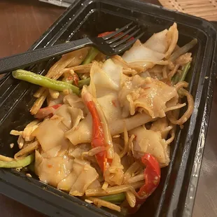 Pad kee mow chicken (has a good spicy kick to it)