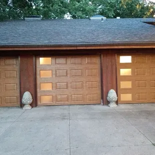 Insulated Oak wood paint steel doors with Mosaic obscure glass