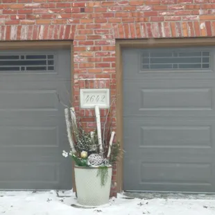 Insulated steel doors with obscure glass. Let's light in but outsider's unable to see in.
