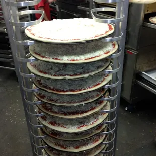 A rack of pies ready for the oven!