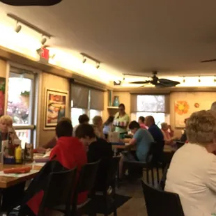 people eating in a restaurant