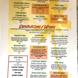 sushi and sashimi, menu
