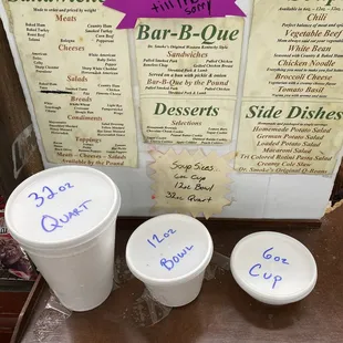 Menu of sandwiches and soup