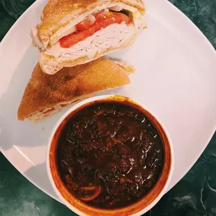 turkey on ciabatta and chili