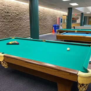 Pool tables in the rec center.