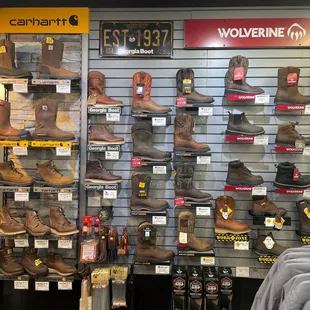 We carry Carhart, Justin, Ariat and Wolverine boots to name a few