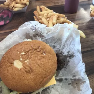 Burger and fries