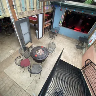 Firepit with seating behind the music stage