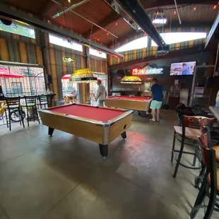 Pool table room next to the music stage