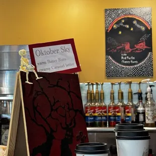 Lavender latte and October sky latte