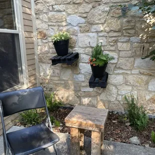 a chair and a table outside