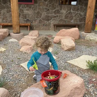 We bought a bucket of toys and had some time out in the garden!
