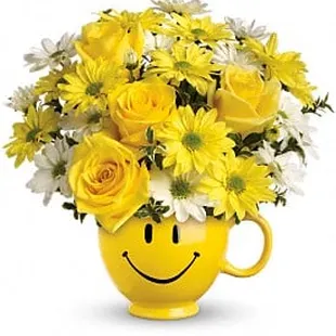 Send a Smile Today! Be Happy Bouquet with roses- $39.95 www.morrisonsflowersandgifts.com
